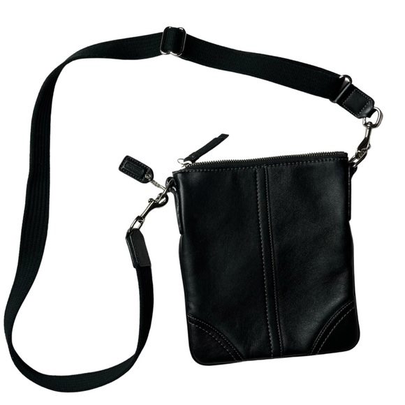 Coach Handbags - Black Crossbody Coach Leather Square Purse
